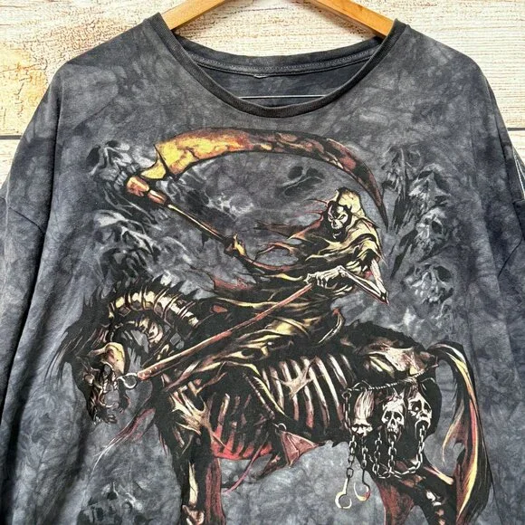 Vintage Reaper Grim Rider Graphic T-Shirt Men’s 2XL Oversized Vintage Dark Tee - Picture 2 of 10